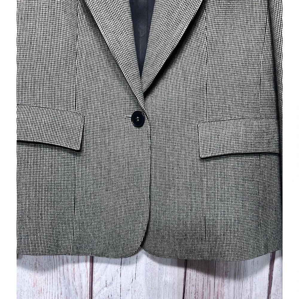Evan Picone Women’s Wool Vintage Tweed Blazer Black Gray Formal Work Wear Size 8